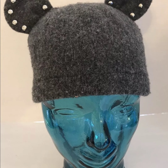 New HELENE BERMAN Studded Wool Blend Teddy Bear Hat Gray Women Beanie Italy - Picture 9 of 9